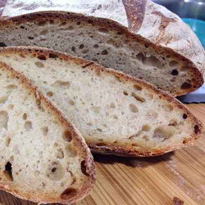 close-up of sliced rustic 
 bread